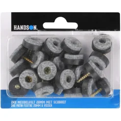 HANDSON meubelglijder viltglijder met schroef Ø20 mm bruin 24 stuks