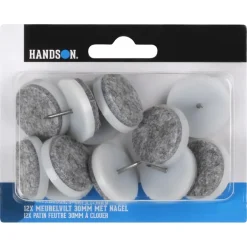 HANDSON meubelglijder viltglijder met nagel grijs Ø30 mm 12 stuks