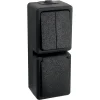 Buiten Schakelmateriaal|Opbouw Schakelmateriaal > Handson opbouw combinatie stopcontact/serie schakelaar spatwaterdicht zwart