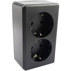 Opbouw Schakelmateriaal|Stopcontacten & Overige Contactdozen > Handson Opbouw Dubbel Geaard Stopcontact Zwart
