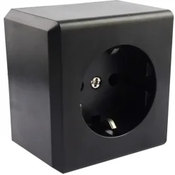 Opbouw Schakelmateriaal|Stopcontacten & Overige Contactdozen > Handson Opbouw Enkel Geaard Stopcontact Zwart