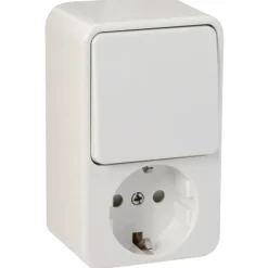 Opbouw Schakelmateriaal|Stopcontacten & Overige Contactdozen > Handson Opbouw Geaard Stopcontact met Schakelaar Wit