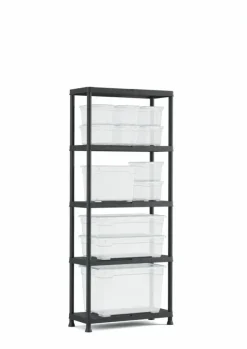 Handson stellingkast kunststof zwart 5 legborden 25 kg/legbord 176x75x32 cm