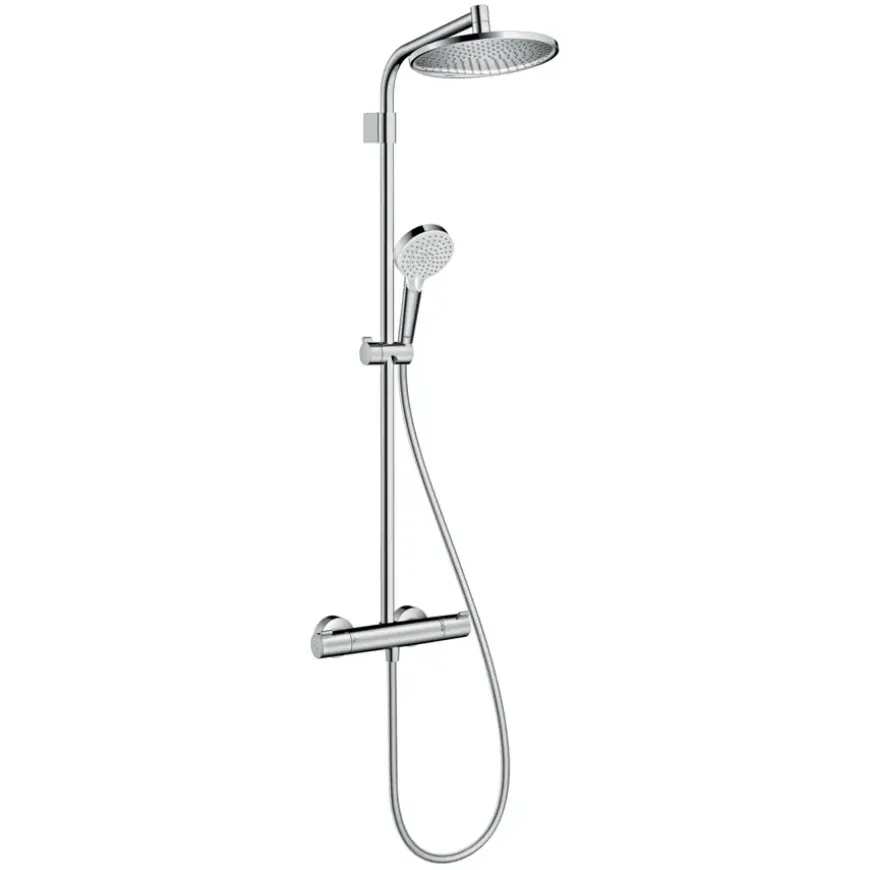 Hansgrohe regendoucheset Crometta S met handdouche en thermostaatkraan 2 standen chroom - hartafstand kraan 15 cm