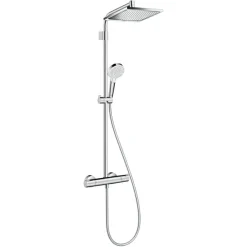Hansgrohe regendoucheset Crometta E met handdouche en thermostaatkraan 2 standen chroom - hartafstand kraan 15 cm