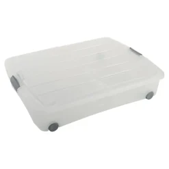 Iris Bedrollerbox click 50 liter transparant met grijze clips inclusief deksel