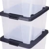 IRIS Handybox Opbergbox - 15L - Kunststof - Transparant/Zwart - Set van 3