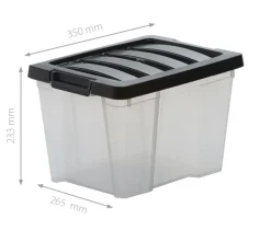 IRIS Handybox Opbergbox - 15L - Kunststof - Transparant/Zwart - Set van 3