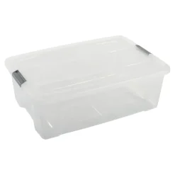 Iris opbergbox Click New Top box 30 liter transparant met grijze clips en deksel