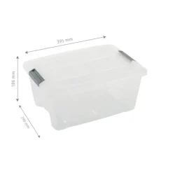 Iris opbergbox Click New Top box 15 liter transparant met grijze clips en deksel