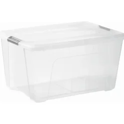 Iris opbergbox Click Topbox 45 liter transparant met grijze clips en deksel