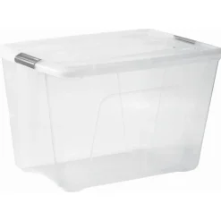 Iris opbergbox Click Topbox 60 liter transparant met grijze clips inclusief deksel