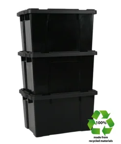 Iris Powerbox Robuust Opbergbox - 68L - 100% Recycled Kunststof - Zwart - Set van 3