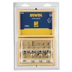 Freesaccessoires > IRWIN bovenfrezenset in houten kistje - 10-delig - 8 mm stift aansluiting