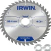 Zaagbladen > IRWIN cirkelzaagblad Ø184 mm. Inclusief reduceerringen waardoor geschikt voor asgat 16, 20 en 30 mm, vertanding 40T