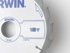 Zaagbladen > IRWIN cirkelzaagblad Ø165 mm. Inclusief reduceerringen waardoor geschikt voor asgat 16, 20 en 30 mm, vertanding 18T