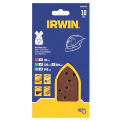 Schuuraccessoires > IRWIN 10-delige set schuurpapier t.b.v. Bosch Primo en Black+Decker Mouse K80/120/180/240