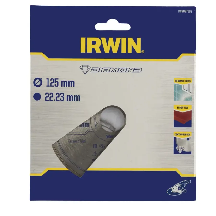 Slijpaccessoires > IRWIN diamantschijf voor haakse slijper Ø125 mm. Voor kermamiek.