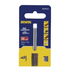 Schuuraccessoires > IRWIN lamellenschuurwiel voor (accu)boormachine. Ø20mm. Lengte 20 mm. Korrel 80.