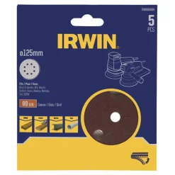 Schuuraccessoires > IRWIN schuurschijf rond Ø125 mm zelfhechtend K80, 5 stuks