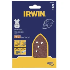Schuuraccessoires > IRWIN schuurvel voor Bosch Primo en B+D Mouse zelfklevend K40, 5 stuks