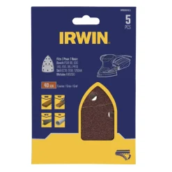Schuuraccessoires > IRWIN schuurvel voor multischuurmachines Bosch PSM, Skil, Lux, Metabo, zelfklevend K40, 5 stuks