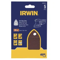 Schuuraccessoires > IRWIN schuurvel voor multischuurmachines Bosch PSM, Skil, Lux, Metabo, zelfklevend K80, 5 stuks
