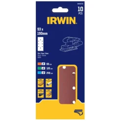Schuuraccessoires > IRWIN schuurvel 190 x 93 mm K80/K120/K240 zelfhechtend, met perforatie voor B+D, 10 stuks.