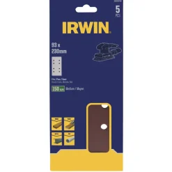 Schuuraccessoires > IRWIN schuurvel 230 x 93 mm K150 voor klembevestiging, met perforatie voor Bosch, Skil, Gamma, Makita, Metabo, 5 stuks.