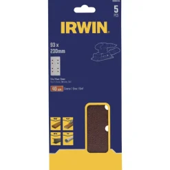Schuuraccessoires > IRWIN schuurvel 230 x 93 mm K40 voor klembevestiging, met perforatie voor Bosch, Skil, Gamma, Makita, Metabo, 5 stuks.