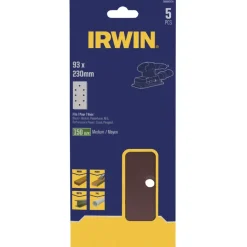 Schuuraccessoires > IRWIN schuurvel 230 x 93 mm K150 voor klembevestiging, met perforatie voor B+D, 5 stuks.