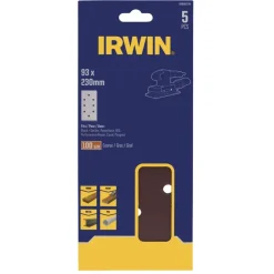 Schuuraccessoires > IRWIN schuurvel 230 x 93 mm K100 voor klembevestiging, met perforatie voor B+D, 5 stuks.