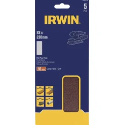 Schuuraccessoires > IRWIN schuurvel 230 x 93 mm K40 voor klembevestiging, zonder perforatie, 5 stuks.