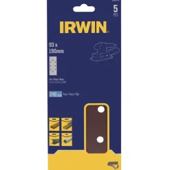 Schuuraccessoires > IRWIN schuurvel 190 x 93 mm K240 zelfhechtend, met perforatie voor B+D, 5 stuks.