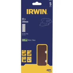Schuuraccessoires > IRWIN schuurvel 190 x 93 mm K120 zelfhechtend, met perforatie voor Bosch, Skil, Gamma, Makita, Metabo, 5 stuks.