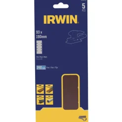 Schuuraccessoires > IRWIN schuurvel 190 x 93 mm K240 zelfhechtend, met perforatie voor Bosch, Skil, Gamma, Makita, Metabo, 5 stuks.