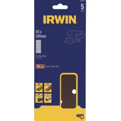 Schuuraccessoires > IRWIN schuurvel 190 x 93 mm K80 zelfhechtend, met perforatie voor B+D, 5 stuks.