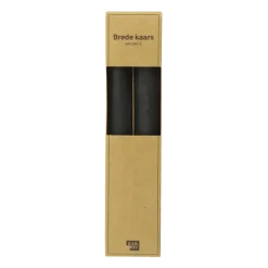 Kaars diner breed zwart 28 cm - set van 2