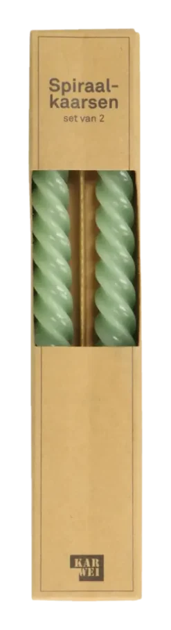 Kaars spiraal groen 25 cm - set van 2