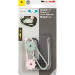 Kabelklemmen > Fix-o-moll Kabelbinder bloem 3 kleuren 25x77mm - 3 stuks