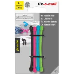 Kabelklemmen > Fix-o-moll Kabelbinder fix-o-tie 4 kleuren 76mm - 4 stuks