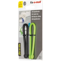 Kabelklemmen > Fix-o-moll Kabelbinder Fix-o-tie zwart-groen 152mm - 2 stuks