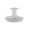 Kandelaar glas groen wit 11x11x7,5cm