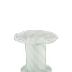 Kandelaar glas groen wit 11x11x7,5cm