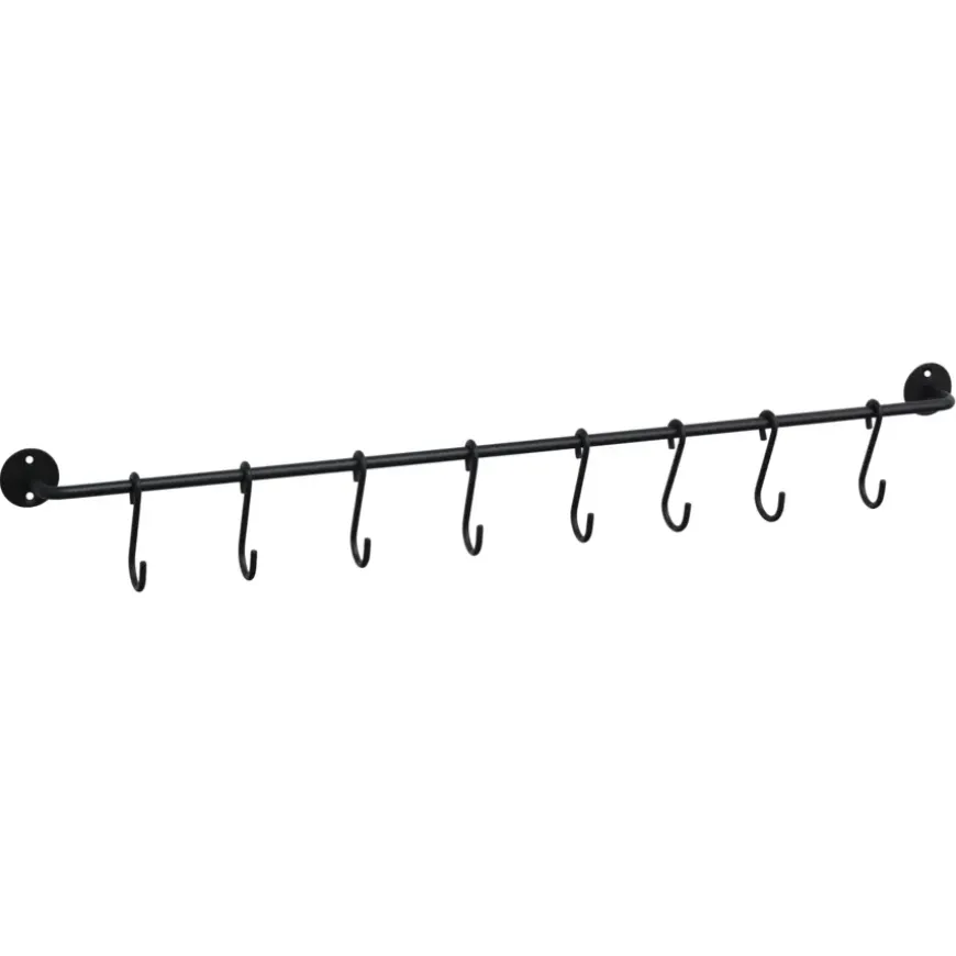 Kapstok 8 haken Mia zwart ijzer 600 mm