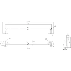 Kapstok 8 haken Mia zwart ijzer 600 mm