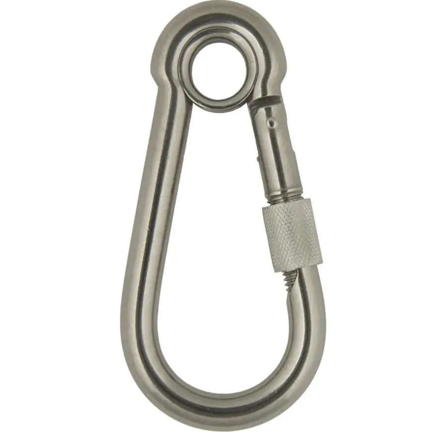 Karabijnhaak dicht oog met schroefborging 10x100mm