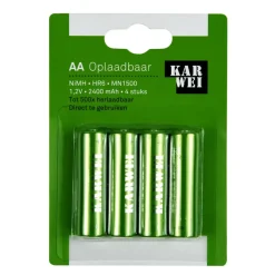 Batterijen|Oplaadbare Batterijen > KARWEI Batterij Oplaadbaar AA 4 stuks