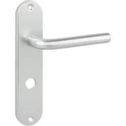 Deurbeslag Binnendeur|Deurklinken > KARWEI deurkruk set Abel ovaal schild vrij-bezet sluiting 63/8 mm aluminium