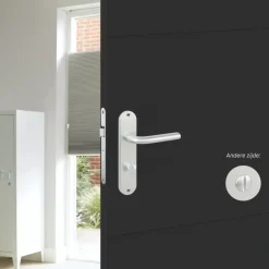 Deurbeslag Binnendeur|Deurklinken > KARWEI deurkruk set Abel ovaal schild vrij-bezet sluiting 63/8 mm aluminium